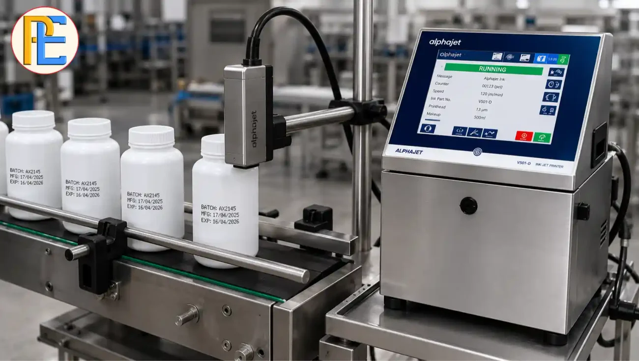 Alphajet continuous inkjet printer used for industrial online coding