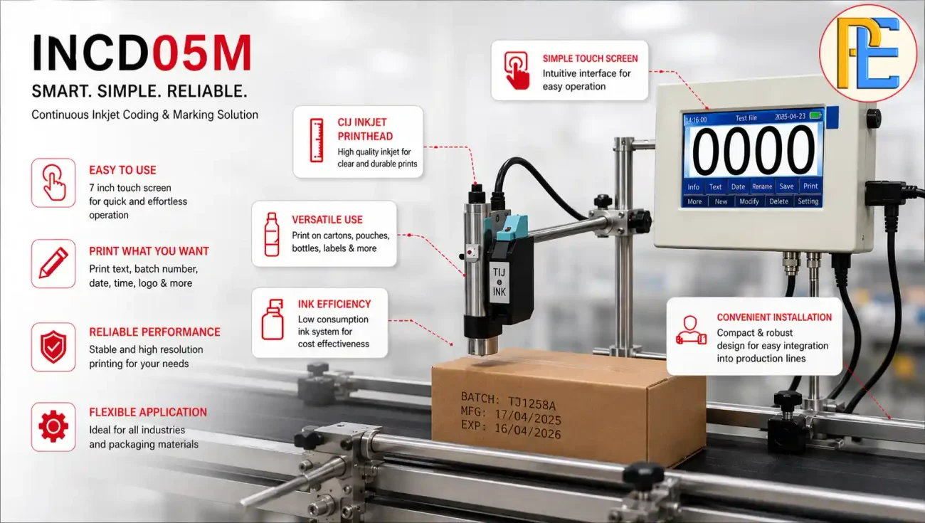 Packerials INCD05M 4-inch touchscreen 12.7 mm online TIJ printer