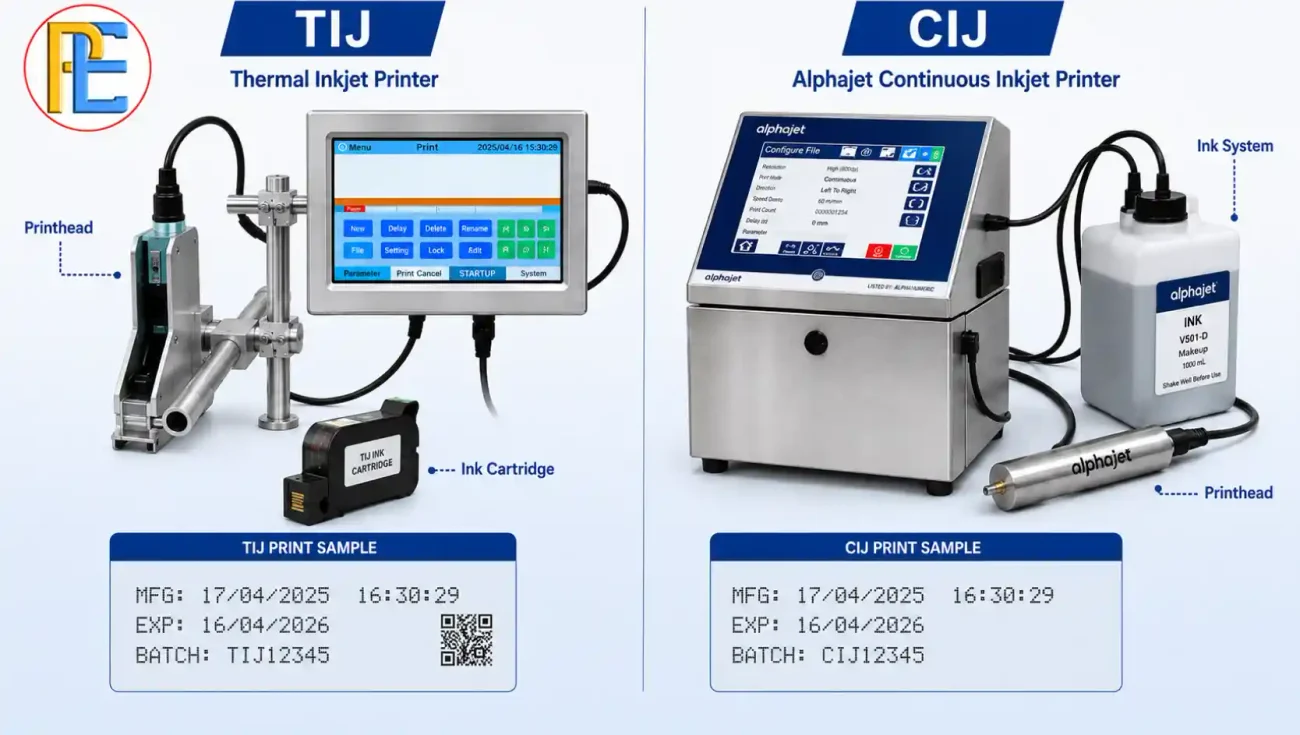 Comparison of Online Thermal Inkjet and Alphajet Continuous Inkjet printers
