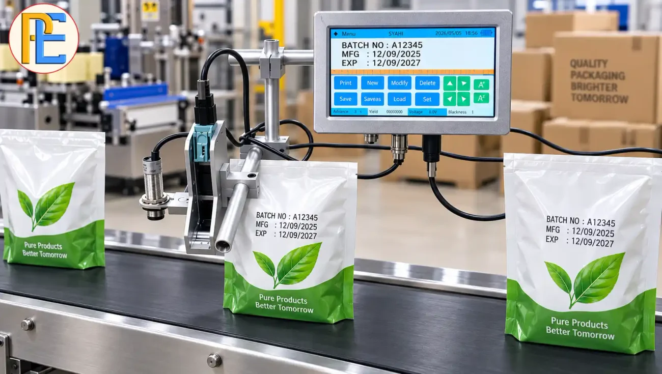 How to Reduce Ink Consumption in Your Thermal Inkjet Printer? Thermal inkjet printer printing a clear batch number and expiry date on a pouch or carton