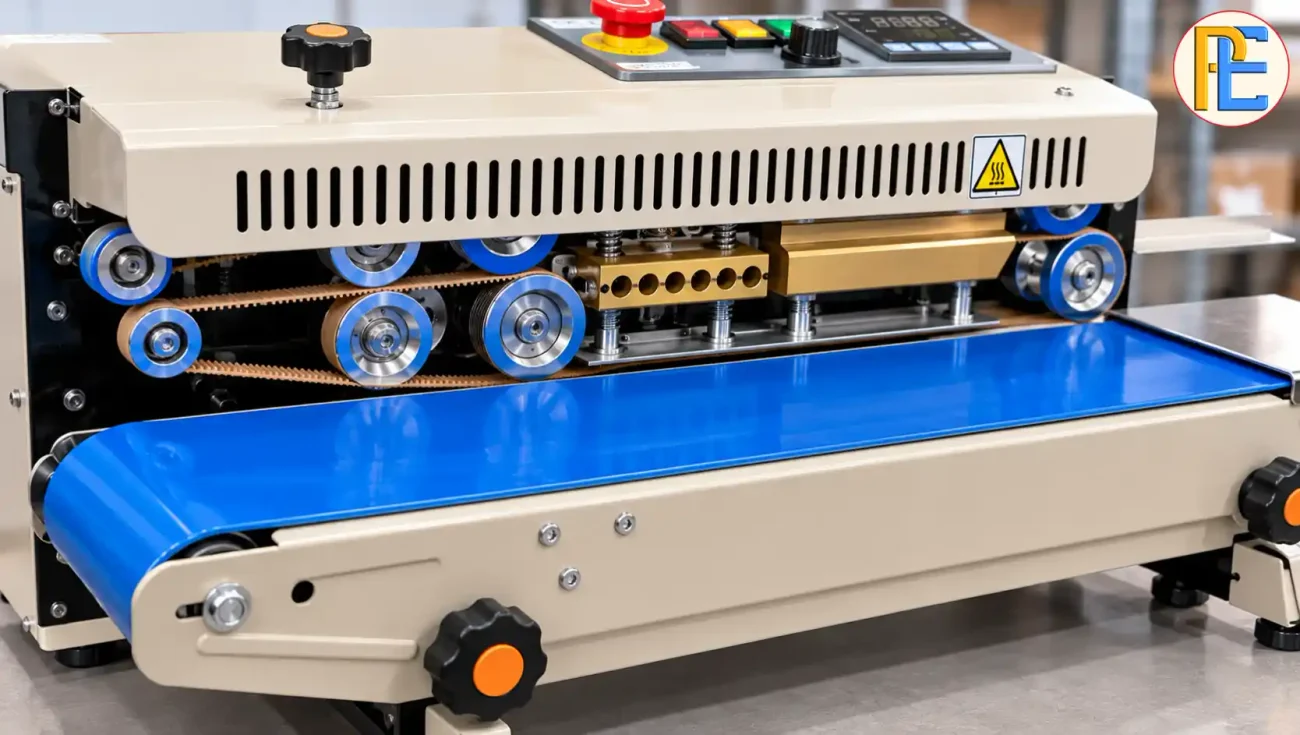 Common Band Sealing Machine Problems and How to Solve Them Close up of the conveyor and pouch support area Packerials