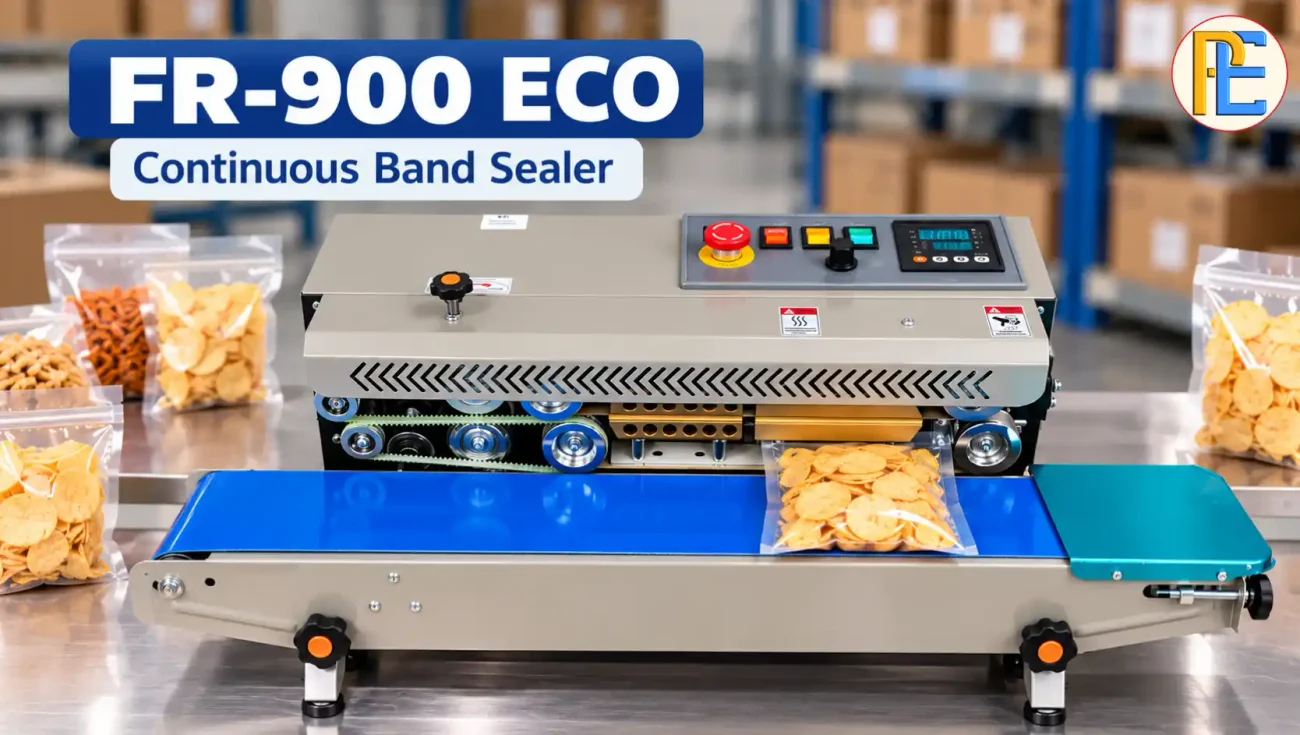 FR-900 vs FR-770 Band Sealer: Which One Should You Buy? FR-900 ECO continuous band sealer with rubber V-belt conveyor