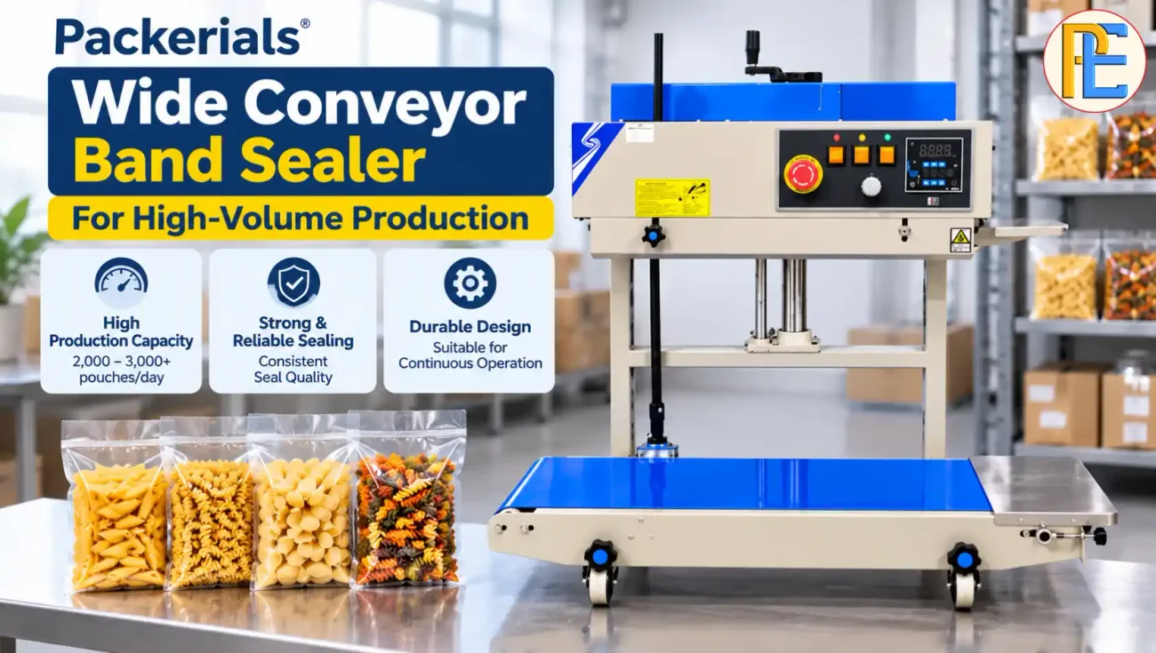 Best Band Sealing Machine for Pasta and Macaroni Packaging Wide Conveyor Band Sealer for High-Volume Production